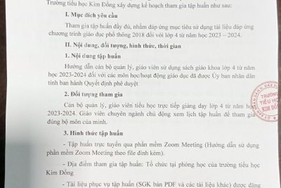 Công văn tập huấn SGK lớp 4 năm 2023-2024 và danh sách kèm theo